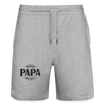 Bester Papa der Welt - Stanley/Stella Unisex Bio Joggingshorts Trainer  - Grau meliert - Vorne - Nik (191cm) & Marisol (170cm)