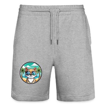 Schneeschuh Katze Rasse Cartoon Sonnenbrille Strand - Stanley/Stella Unisex Bio Joggingshorts Trainer  - Grau meliert - Vorne - Nik (191cm) & Marisol (170cm)
