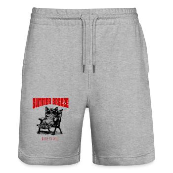 Summer Breeze - Entspannte Katze im Sonnenstuhl - Stanley/Stella Unisex Bio Joggingshorts Trainer  - Grau meliert - Vorne - Nik (191cm) & Marisol (170cm)