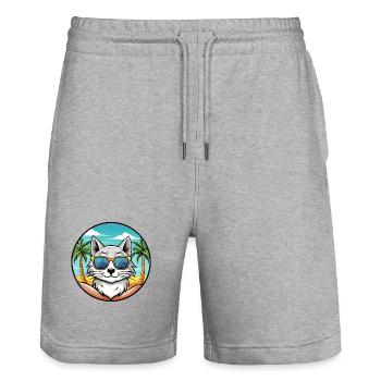 Lunettes de soleil de plage de race de chat angora turc - Short de jogging bio TRAINER Stanley/Stella unisexe - gris chiné - Devant - Nik (191cm) & Marisol (170cm)