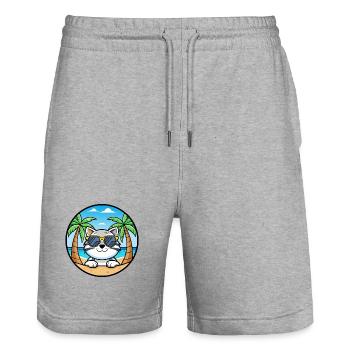 Schneeschuh Katze Rasse Cartoon Sonnenbrille Strand - Stanley/Stella Unisex Bio Joggingshorts Trainer  - Grau meliert - Vorne - Nik (191cm) & Marisol (170cm)