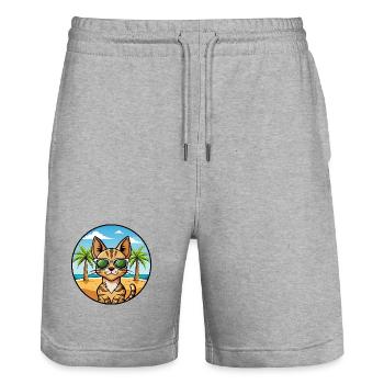 Savannah Katzenrasse Cartoon Sonnenbrille Strand - Stanley/Stella Unisex Bio Joggingshorts Trainer  - Grau meliert - Vorne - Nik (191cm) & Marisol (170cm)
