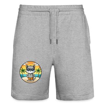 Javanische Katzenrasse Cartoon Sonnenbrille Strand - Stanley/Stella Unisex Bio Joggingshorts Trainer  - Grau meliert - Vorne - Nik (191cm) & Marisol (170cm)