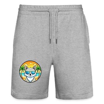 Lunettes de soleil de plage de race de chat angora turc - Short de jogging bio TRAINER Stanley/Stella unisexe - gris chiné - Devant - Nik (191cm) & Marisol (170cm)