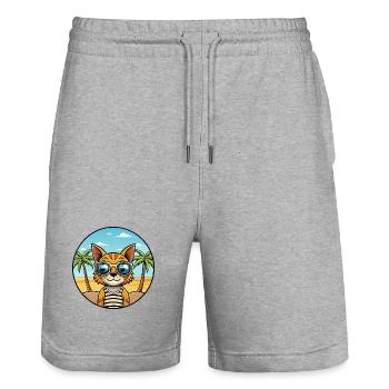 Ocicat Breed Cartoon Sonnenbrille Strand - Stanley/Stella Unisex Bio Joggingshorts Trainer  - Grau meliert - Vorne - Nik (191cm) & Marisol (170cm)