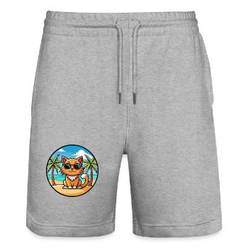Ingwer Langhaar Katze Rasse Cartoon Sonnenbrille Strand - Stanley/Stella Unisex Bio Joggingshorts Trainer  - Grau meliert - Vorne - Nik (191cm) & Marisol (170cm)
