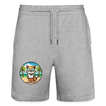 Javanische Katzenrasse Cartoon Sonnenbrille Strand - Stanley/Stella Unisex Bio Joggingshorts Trainer  - Grau meliert - Vorne - Nik (191cm) & Marisol (170cm)