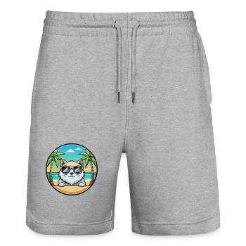 Himalaya-Katzenrasse Cartoon-Sonnenbrille Strand - Stanley/Stella Unisex Bio Joggingshorts Trainer  - Grau meliert - Vorne - Nik (191cm) & Marisol (170cm)