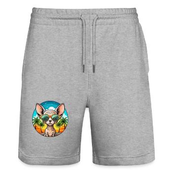 Devon Rex Katzenrasse Cartoon Sonnenbrille Strand - Stanley/Stella Unisex Bio Joggingshorts Trainer  - Grau meliert - Vorne - Nik (191cm) & Marisol (170cm)