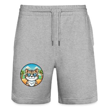 Verdünnte Kattunkatzenrasse Cartoon Sonnenbrille Strand - Stanley/Stella Unisex Bio Joggingshorts Trainer  - Grau meliert - Vorne - Nik (191cm) & Marisol (170cm)