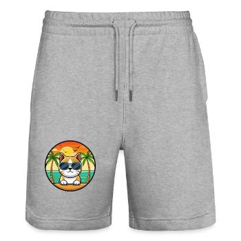Burmesische Katzenrasse Cartoon Sonnenbrille Strand - Stanley/Stella Unisex Bio Joggingshorts Trainer  - Grau meliert - Vorne - Nik (191cm) & Marisol (170cm)