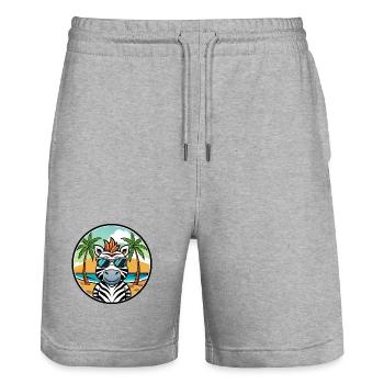 Zebra Lustige Cartoon Sommer Strand Sonnenbrille Cool - Stanley/Stella Unisex Bio Joggingshorts Trainer  - Grau meliert - Vorne - Nik (191cm) & Marisol (170cm)