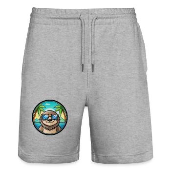 Faultier Lustige Cartoon Sommer Strand Sonnenbrille Cool - Stanley/Stella Unisex Bio Joggingshorts Trainer  - Grau meliert - Vorne - Nik (191cm) & Marisol (170cm)
