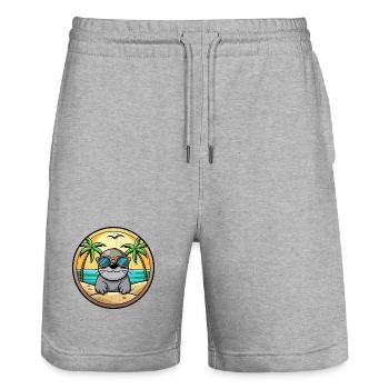 Siegel Lustige Cartoon Sommer Strand Sonnenbrille Aufkleber - Stanley/Stella Unisex Bio Joggingshorts Trainer  - Grau meliert - Vorne - Nik (191cm) & Marisol (170cm)