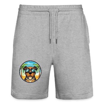Rottweiler Dog Cartoon Summer Beach Sunglasses - Stanley/Stella Trainer Unisex Organic Jogging Shorts - heather grey - Front - Nik (191cm) & Marisol (170cm)