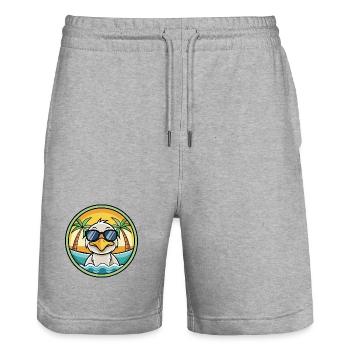 Ente Lustige Cartoon Sommer Strand Sonnenbrille Aufkleber - Stanley/Stella Unisex Bio Joggingshorts Trainer  - Grau meliert - Vorne - Nik (191cm) & Marisol (170cm)