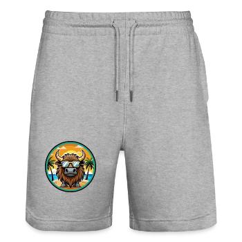 Bison Lustige Cartoon Sommer Strand Sonnenbrille Cool - Stanley/Stella Unisex Bio Joggingshorts Trainer  - Grau meliert - Vorne - Nik (191cm) & Marisol (170cm)
