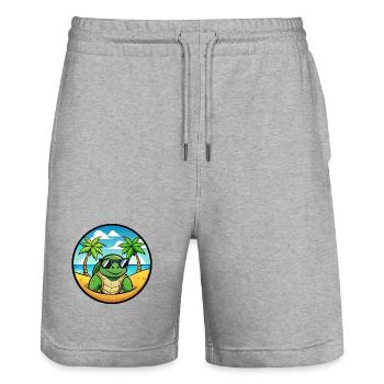 Turtle Funny Cartoon Summer Beach Sunglasses Cool - Stanley/Stella Trainer Unisex Organic Jogging Shorts - heather grey - Front - Nik (191cm) & Marisol (170cm)