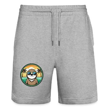 Faultier Lustige Cartoon Sommer Strand Sonnenbrille Cool - Stanley/Stella Unisex Bio Joggingshorts Trainer  - Grau meliert - Vorne - Nik (191cm) & Marisol (170cm)