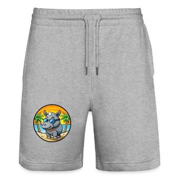 Rhino Lustige Cartoon Sommer Strand Sonnenbrille Cool - Stanley/Stella Unisex Bio Joggingshorts Trainer  - Grau meliert - Vorne - Nik (191cm) & Marisol (170cm)