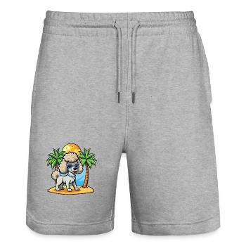 Pudel Hund Lustige Cartoon Sommer Strand Sonnenbrille - Stanley/Stella Unisex Bio Joggingshorts Trainer  - Grau meliert - Vorne - Nik (191cm) & Marisol (170cm)