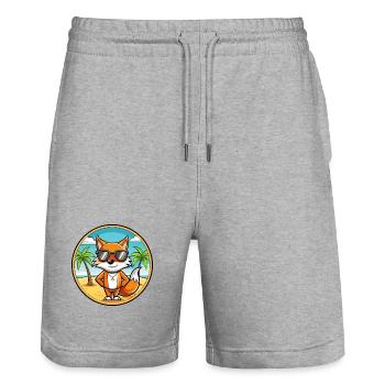 Fuchs Lustige Cartoon Sommer Strand Sonnenbrille Aufkleber - Stanley/Stella Unisex Bio Joggingshorts Trainer  - Grau meliert - Vorne - Nik (191cm) & Marisol (170cm)