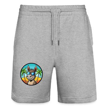 Esel Lustige Cartoon Sommer Strand Sonnenbrille Cool - Stanley/Stella Unisex Bio Joggingshorts Trainer  - Grau meliert - Vorne - Nik (191cm) & Marisol (170cm)