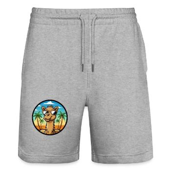 Camel Funny Cartoon Summer Beach Sunglasses Cool - Stanley/Stella Trainer Unisex Organic Jogging Shorts - heather grey - Front - Nik (191cm) & Marisol (170cm)