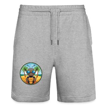 Ameise lustige Cartoon Sommer Strand Sonnenbrille Aufkleber - Stanley/Stella Unisex Bio Joggingshorts Trainer  - Grau meliert - Vorne - Nik (191cm) & Marisol (170cm)