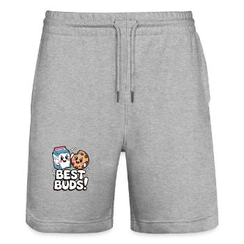 Beste Kumpels! - Stanley/Stella Unisex Bio Joggingshorts Trainer  - Grau meliert - Vorne - Nik (191cm) & Marisol (170cm)