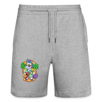 Lustige Einhorn Cartoon Sommer Strand Sonnenbrille - Stanley/Stella Unisex Bio Joggingshorts Trainer  - Grau meliert - Vorne - Nik (191cm) & Marisol (170cm)