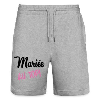 HOCHZEIT. HERZ. PAAR. ICH HABE GERADE GEHEIRATET. Junggesellinnenabschied - Stanley/Stella Unisex Bio Joggingshorts Trainer  - Grau meliert - Vorne - Nik (191cm) & Marisol (170cm)