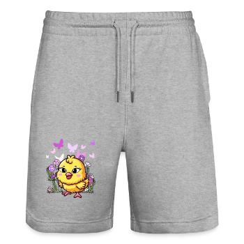 Küken Ostern Kind Kinder - Stanley/Stella Unisex Bio Joggingshorts Trainer  - Grau meliert - Vorne - Nik (191cm) & Marisol (170cm)