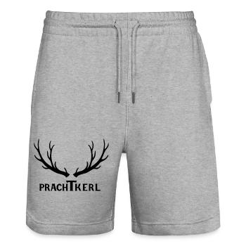 Prachtkerl Hirschgeweih Geschenk - Idee - Stanley/Stella Unisex Bio Joggingshorts Trainer  - Grau meliert - Vorne - Nik (191cm) & Marisol (170cm)