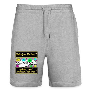 Querflöte , Nobody is Perfect .................... - Stanley/Stella Unisex Bio Joggingshorts Trainer  - Grau meliert - Vorne - Nik (191cm) & Marisol (170cm)