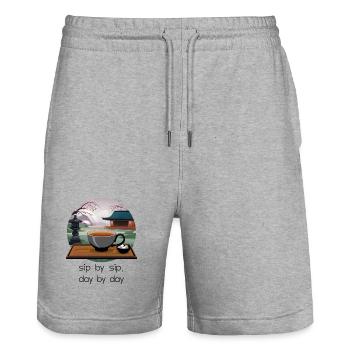 Schluck für Schluck, Tag für Tag - Stanley/Stella Unisex Bio Joggingshorts Trainer  - Grau meliert - Vorne - Nik (191cm) & Marisol (170cm)
