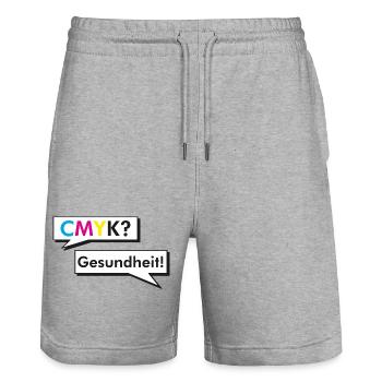 CMYK Grafiker Nerd Spruch Geschenk Shirt - Stanley/Stella Unisex Bio Joggingshorts Trainer  - Grau meliert - Vorne - Nik (191cm) & Marisol (170cm)