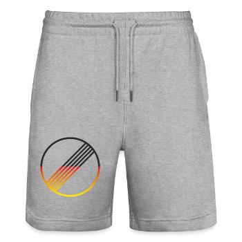 UNLIMITED GERMANY by Unlimited Apparel - Stanley/Stella Trainer Unisex Organic Jogging Shorts - heather grey - Front - Nik (191cm) & Marisol (170cm)