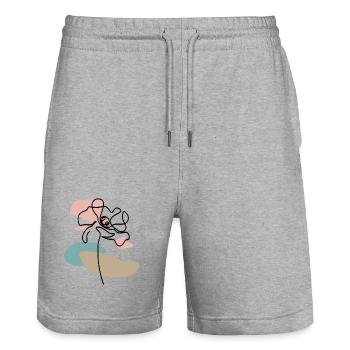 Abstrakte Mohnblume Poppies line art Farbklecks - Stanley/Stella Unisex Bio Joggingshorts Trainer  - Grau meliert - Vorne - Nik (191cm) & Marisol (170cm)