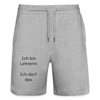 Lehrerin Design – ich darf das - Stanley/Stella Unisex Bio Joggingshorts Trainer  - Grau meliert - Vorne - Nik (191cm) & Marisol (170cm)