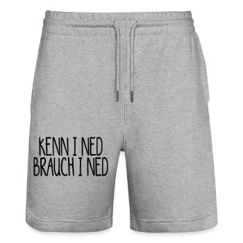 kenn i ned, brauch i ned. Kenn ich nicht - Stanley/Stella Unisex Bio Joggingshorts Trainer  - Grau meliert - Vorne - Nik (191cm) & Marisol (170cm)