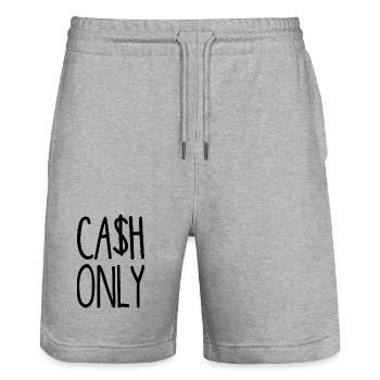 cash only - ca$h only - nur Bargeld - Stanley/Stella Unisex Bio Joggingshorts Trainer  - Grau meliert - Vorne - Nik (191cm) & Marisol (170cm)
