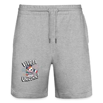 Vive La Unicorn! - Stanley/Stella Trainer Unisex Organic Jogging Shorts - heather grey - Front - Nik (191cm) & Marisol (170cm)
