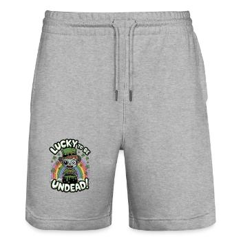 Lucky To Be Undead! - Stanley/Stella Trainer Unisex Organic Jogging Shorts - heather grey - Front - Nik (191cm) & Marisol (170cm)