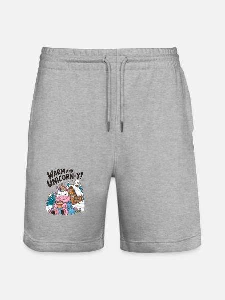 Warm And Unicorn-y! - Stanley/Stella Trainer Unisex Organic Jogging Shorts - heather grey