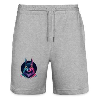 Low-poly Squirrel - Stanley/Stella Trainer Unisex Organic Jogging Shorts - heather grey - Front - Nik (191cm) & Marisol (170cm)
