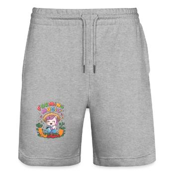 Farming Magic! - Stanley/Stella Trainer Unisex Organic Jogging Shorts - heather grey - Front - Nik (191cm) & Marisol (170cm)