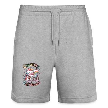 Erstellen von Regenbögen - Stanley/Stella Unisex Bio Joggingshorts Trainer  - Grau meliert - Vorne - Nik (191cm) & Marisol (170cm)