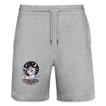 Stargazing Magic - Stanley/Stella Trainer Unisex Organic Jogging Shorts - heather grey - Front - Nik (191cm) & Marisol (170cm)