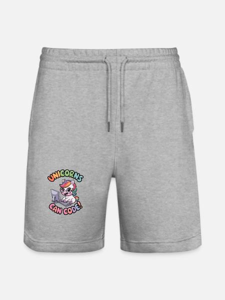 Einhörner können programmieren! - Stanley/Stella Unisex Bio Joggingshorts Trainer  - Grau meliert
